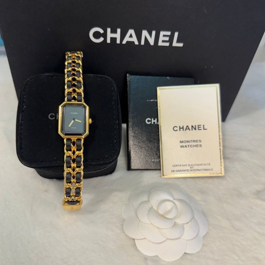 CHANEL 香奈兒 黑金 首映錶 方塊錶 S號-0