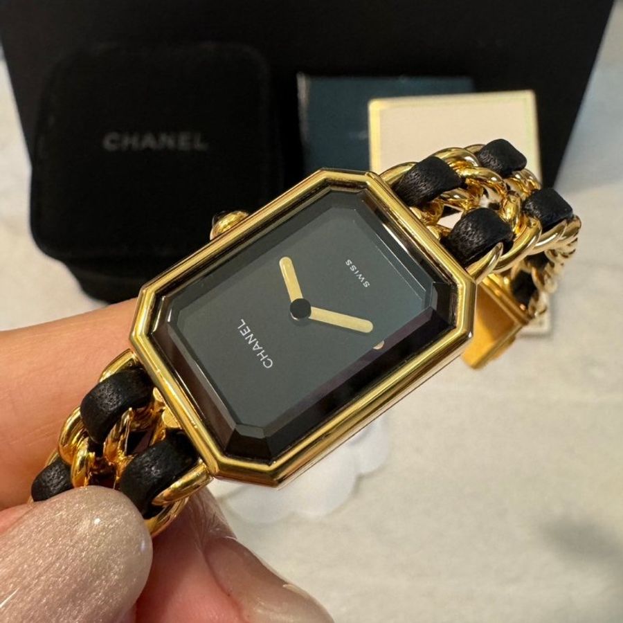 CHANEL 香奈兒 黑金 首映錶 方塊錶 S號-6