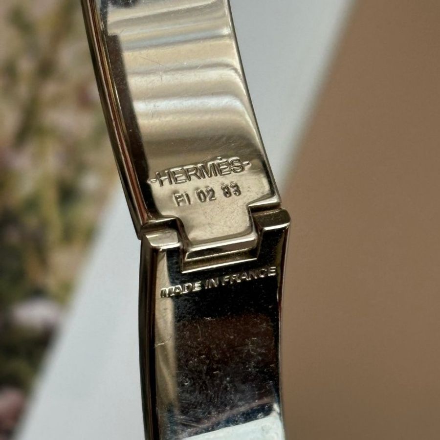 ::HERMES:: Clic H LOGO銀H霧面咖色手環-11