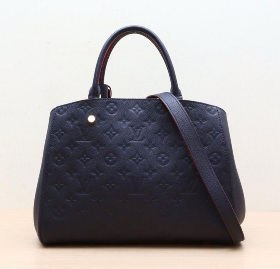 LOUIS VUITTON(路易威登) Montaigne 蒙田 BB 29 藍色 金扣-0