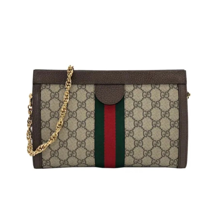 【GUCCI 古馳】Ophidia GG Supreme 金鏈 方型 夾子包 鏈條包 肩背包 503877-2
