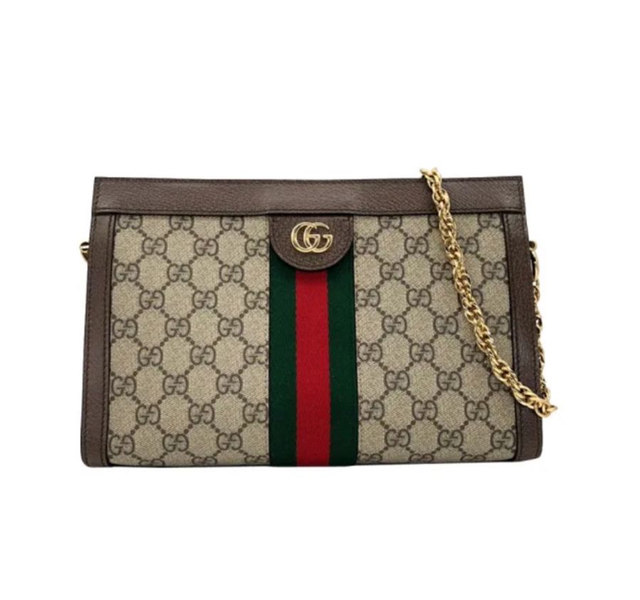 【GUCCI 古馳】Ophidia GG Supreme 金鏈 方型 夾子包 鏈條包 肩背包 503877-3