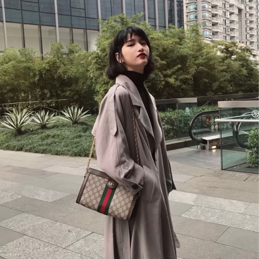 【GUCCI 古馳】Ophidia GG Supreme 金鏈 方型 夾子包 鏈條包 肩背包 503877-5