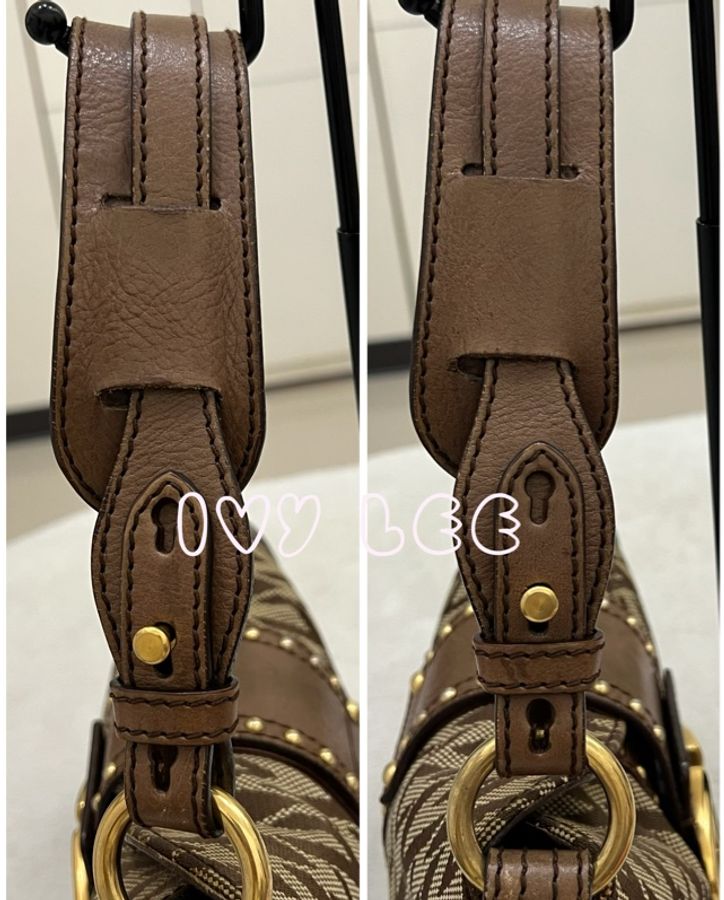 VALENTINO(缺貨中、勿下單)復古V 金色標誌 手提包 肩背包 棕色老花 二手精品-15