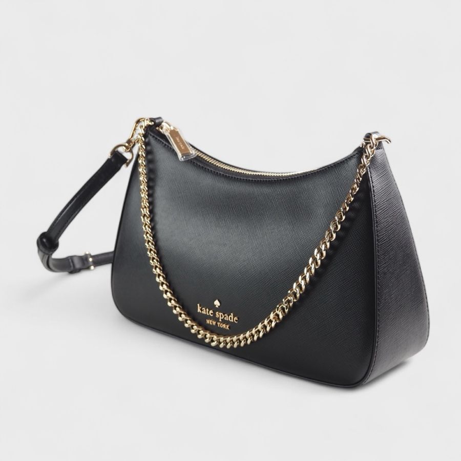 全新現貨 kate spade Madison 防刮皮革鏈帶斜背兩用包(中型 黑色)-2