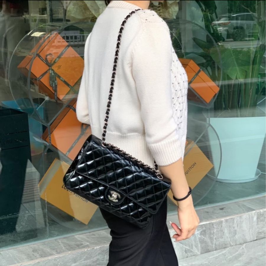 近全新附購證大全配✨香奈兒Chanel 最經典皮穿鍊黑金cf25雙蓋款double flap A0112限量coco25-18