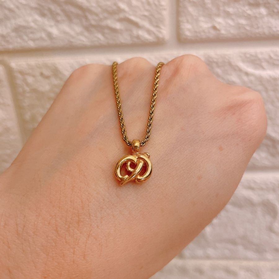 激甜特惠正品✨Dior vintage CD草寫字母絕版鍍金項鍊-8