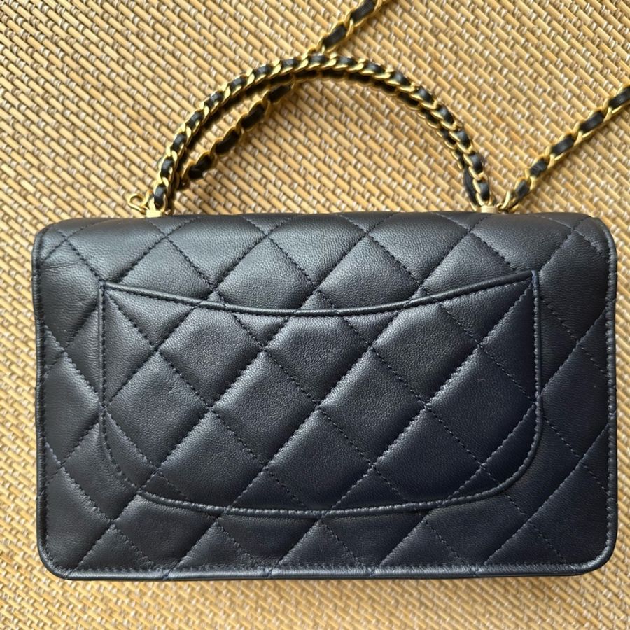 Chanel Wallet On Chain With Handle - Navy Blue & Gold-Tone Metal-7