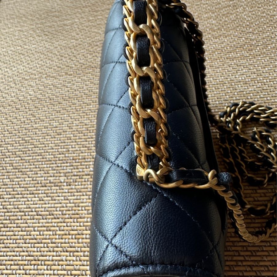 Chanel Wallet On Chain With Handle - Navy Blue & Gold-Tone Metal-3