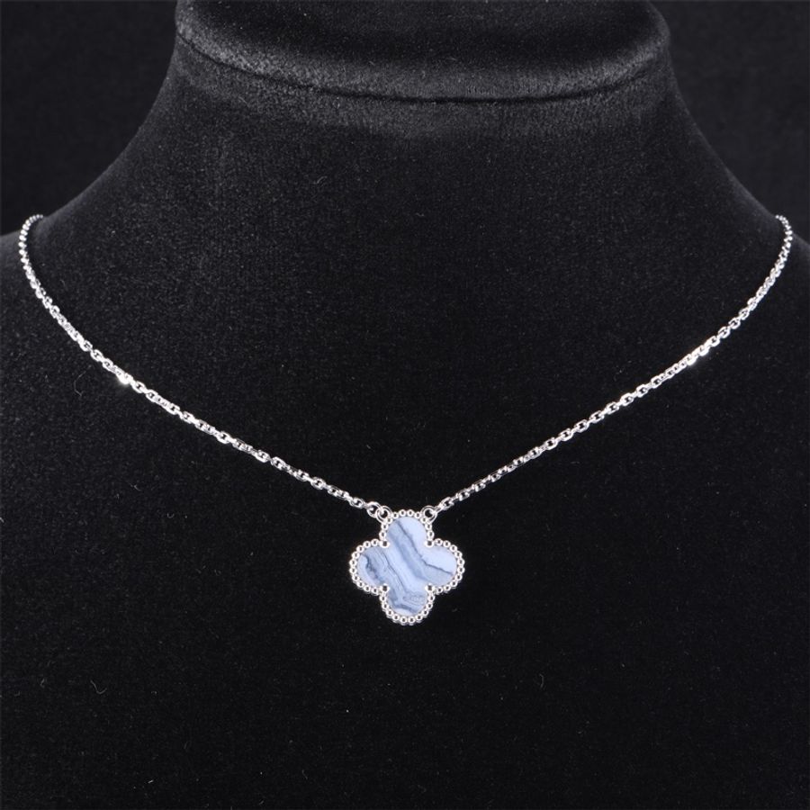 VAN CLEEF&ARPELS(梵克雅寶) Vintage Alhambra 中號單花項鏈 新扣 18K白金/紫玉髓-0