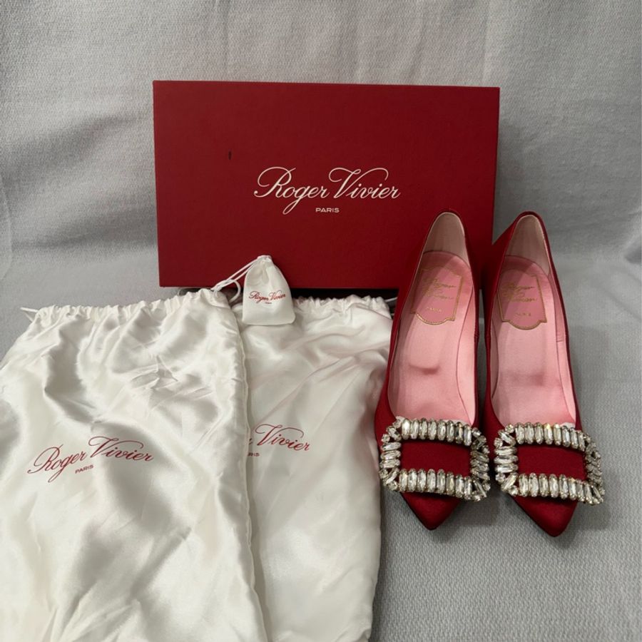 Roger Vivier 紅色水晶方釦跟鞋 35號-6