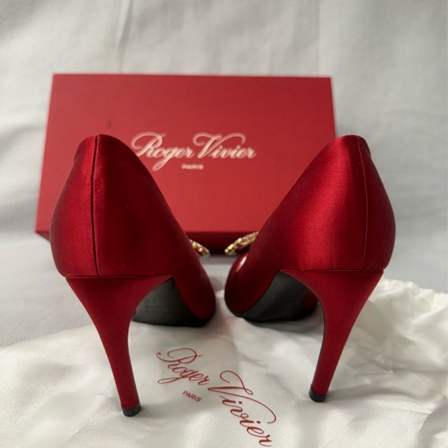 Roger Vivier 紅色水晶方釦跟鞋 35號-7