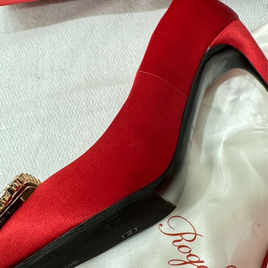 Roger Vivier 紅色水晶方釦跟鞋 35號-9