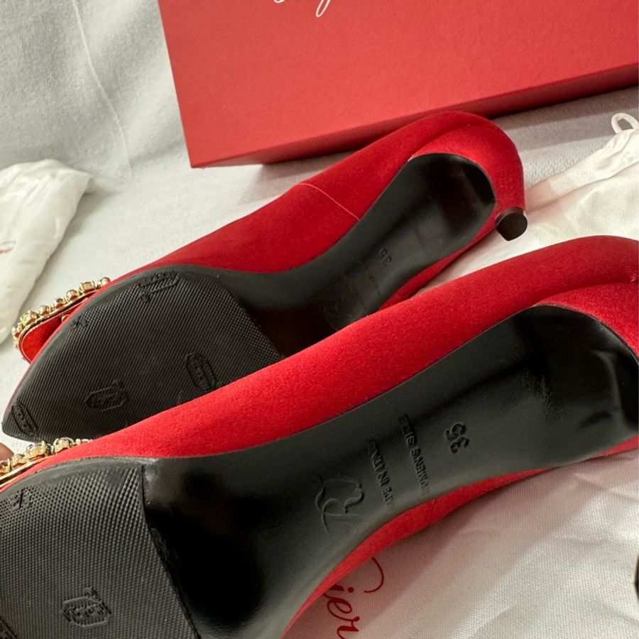 Roger Vivier 紅色水晶方釦跟鞋 35號-11