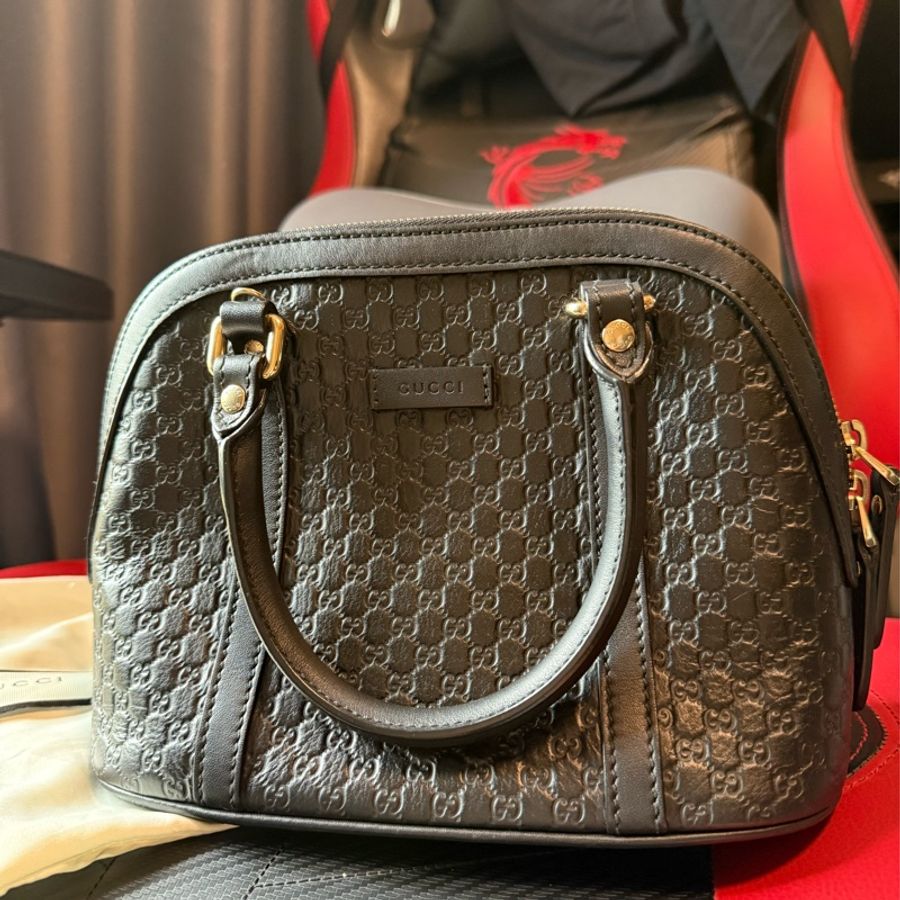 GUCCI Guccissima牛皮壓紋貝殼包-9