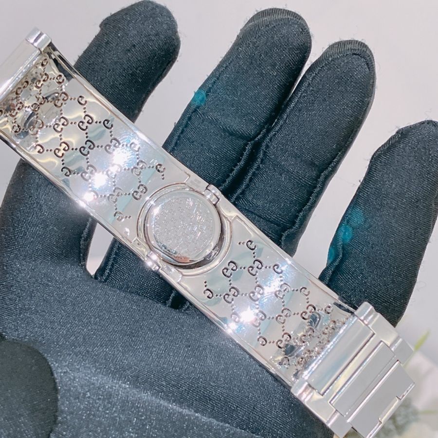 TK1360 GUCCI 古馳復古純鋼手鈪或手錶兩用電子錶VINTAGE SILVER TOILE BRACELET WATCH QZ-18