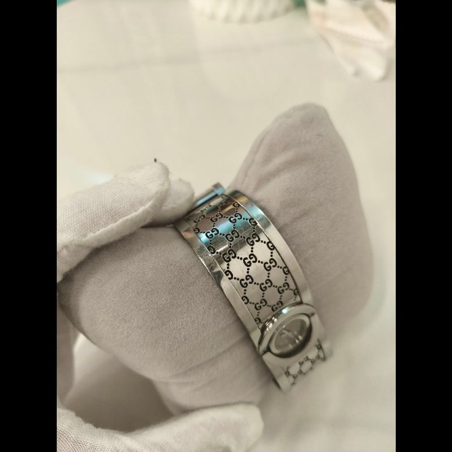 TK1360 GUCCI 古馳復古純鋼手鈪或手錶兩用電子錶VINTAGE SILVER TOILE BRACELET WATCH QZ-15
