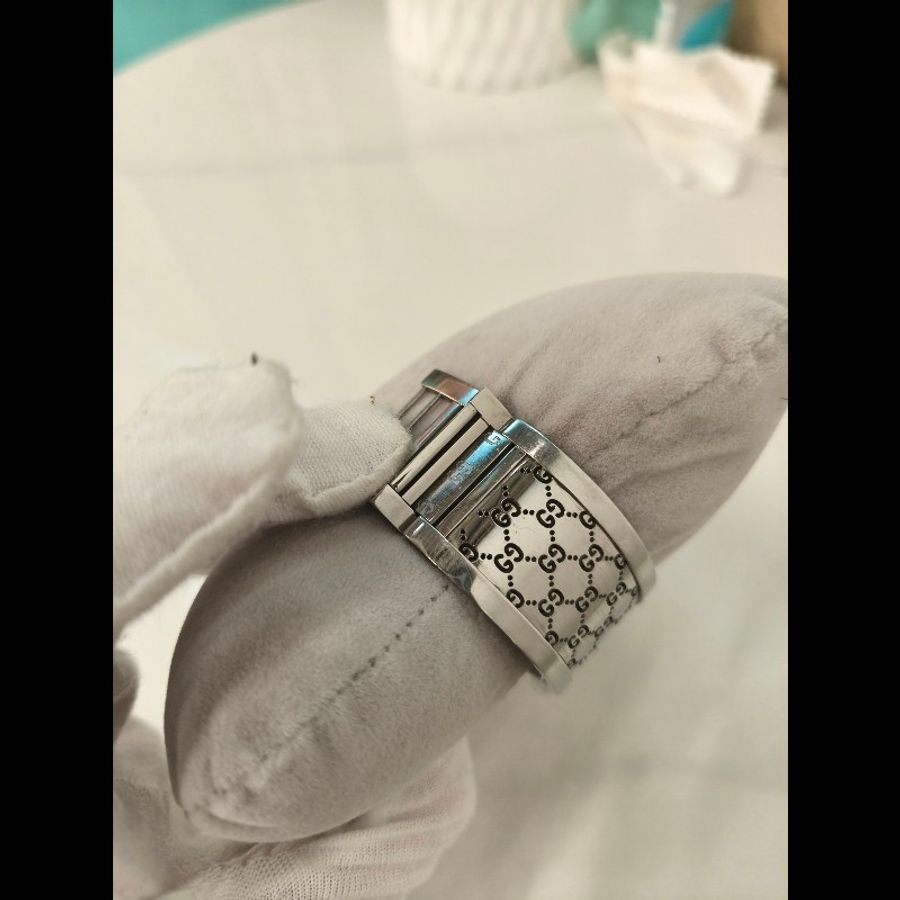 TK1360 GUCCI 古馳復古純鋼手鈪或手錶兩用電子錶VINTAGE SILVER TOILE BRACELET WATCH QZ-16