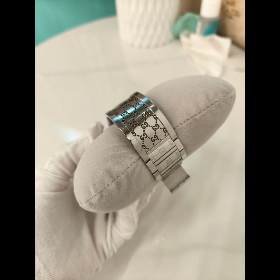TK1360 GUCCI 古馳復古純鋼手鈪或手錶兩用電子錶VINTAGE SILVER TOILE BRACELET WATCH QZ-18