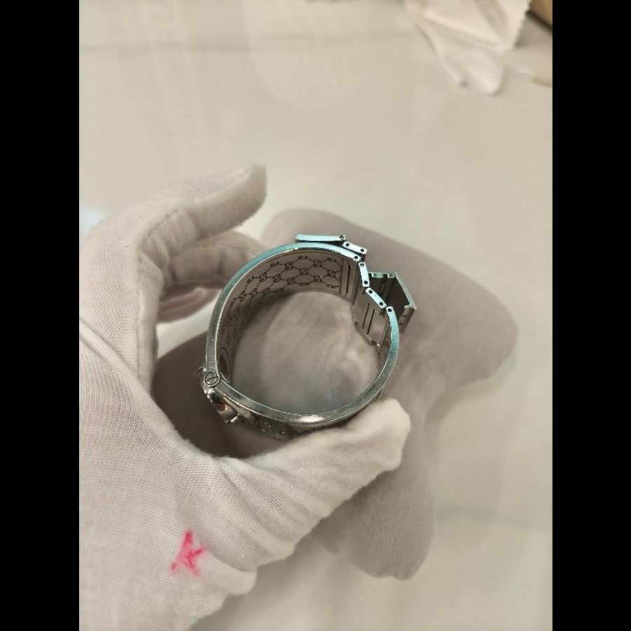 TK1360 GUCCI 古馳復古純鋼手鈪或手錶兩用電子錶VINTAGE SILVER TOILE BRACELET WATCH QZ-20