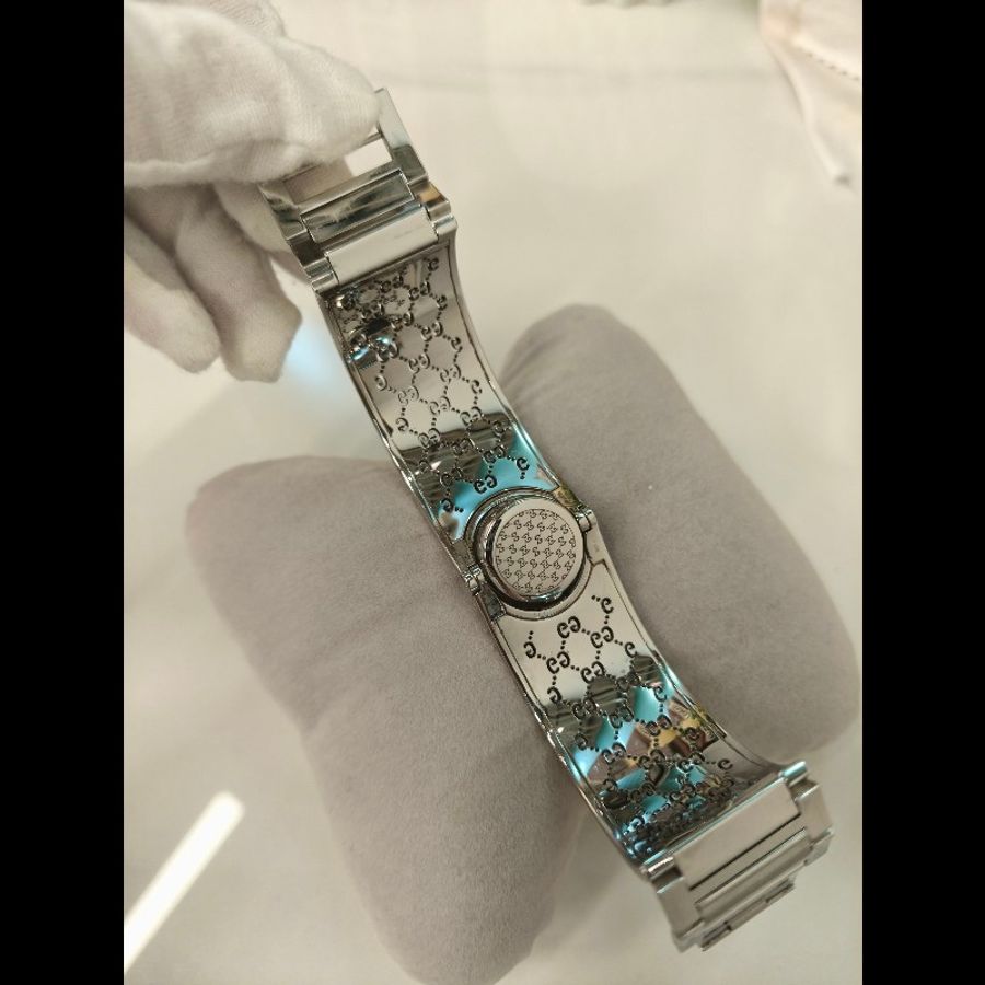 TK1360 GUCCI 古馳復古純鋼手鈪或手錶兩用電子錶VINTAGE SILVER TOILE BRACELET WATCH QZ-22