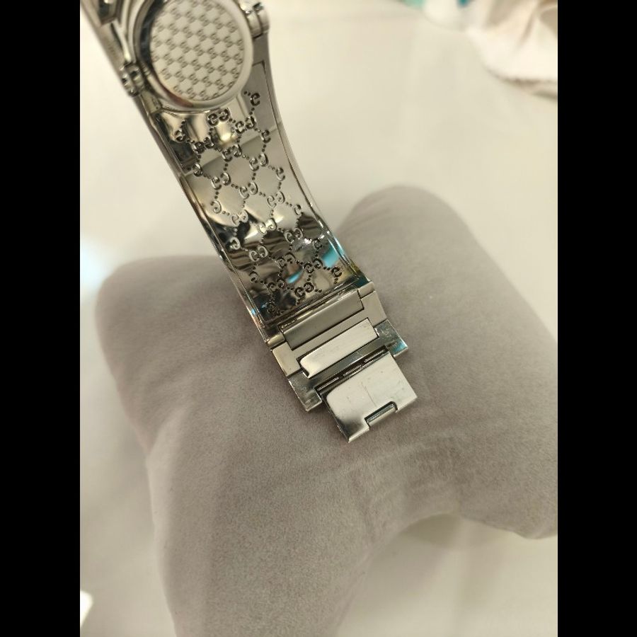 TK1360 GUCCI 古馳復古純鋼手鈪或手錶兩用電子錶VINTAGE SILVER TOILE BRACELET WATCH QZ-25