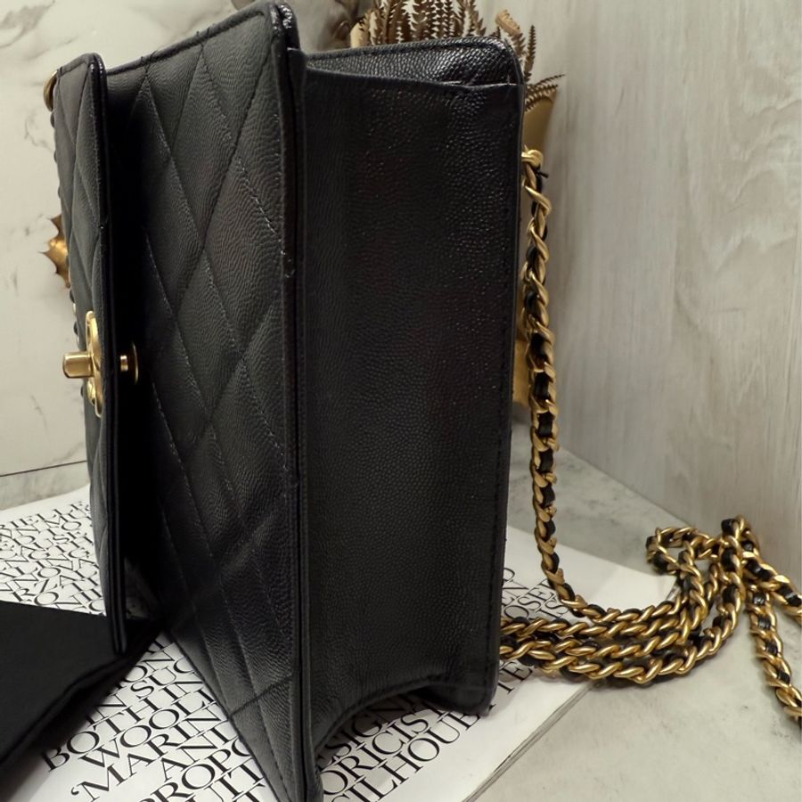 🖤✨CHANEL 香奈兒|23A 黑金方塊 荔枝牛皮 雙肩書包 新片款✨💛-7