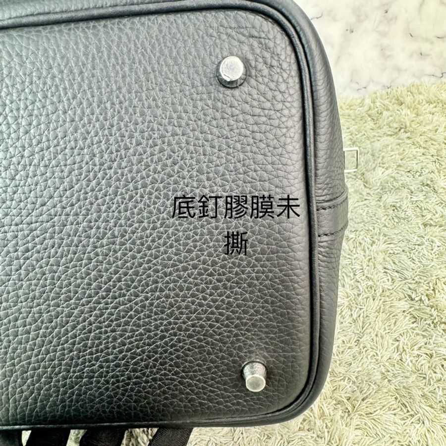 愛馬仕~Hermes picotin 22菜籃子 黑色 銀釦 W刻-16