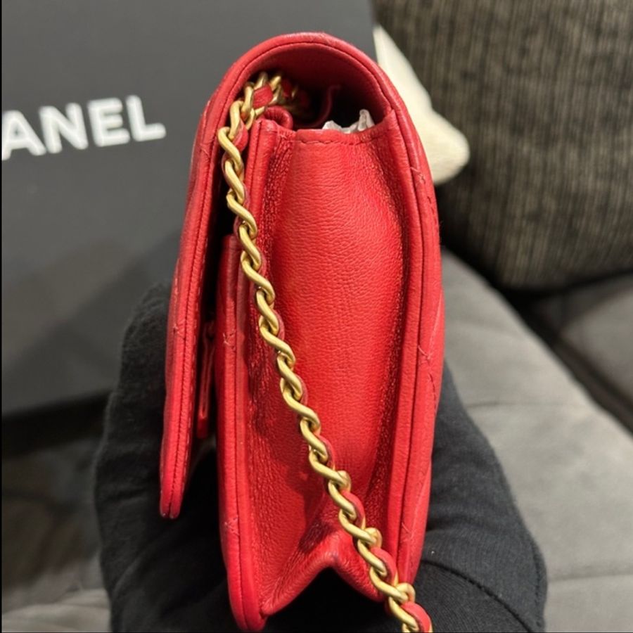 Chanel Woc 19系列紅色羊皮斜背包🔥配件齊🈶購證🔥-1