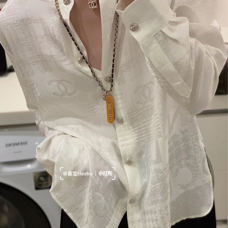 香奈兒CHANEL 白色琺瑯雙C骰子吊墜穿皮項鍊-24