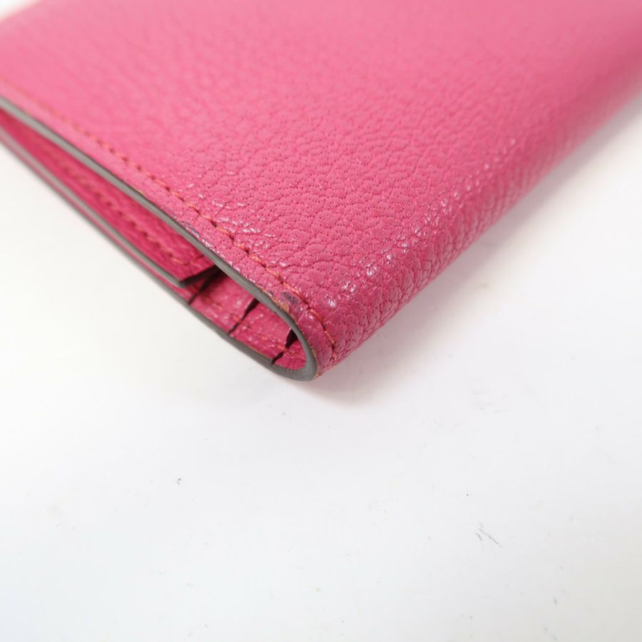 HERMES 【激減優惠】Chevre皮革Bearn Wallet銀扣長錢包粉紅色-12