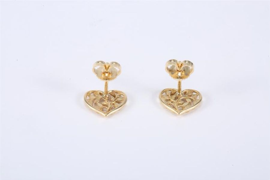 TIFFANY&CO(蒂芙尼) 愛心鏤空耳釘 18K黃金-2