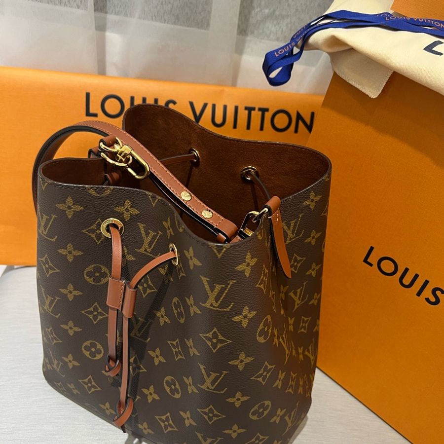 LV NéoNoé MM 經典老花水桶包 焦糖色-1