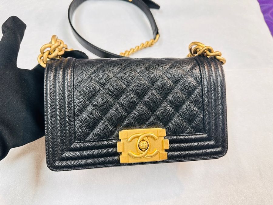 💠CHANEL 黑金荔枝牛皮BOY20 晶片款 #香奈兒-3