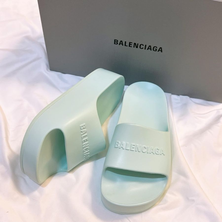 Balenciaga巴黎世家經典字母厚底拖鞋 寶寶綠-1