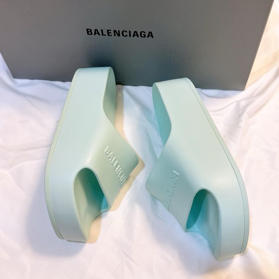 Balenciaga巴黎世家經典字母厚底拖鞋 寶寶綠-4