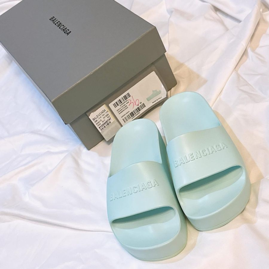 Balenciaga巴黎世家經典字母厚底拖鞋 寶寶綠-20