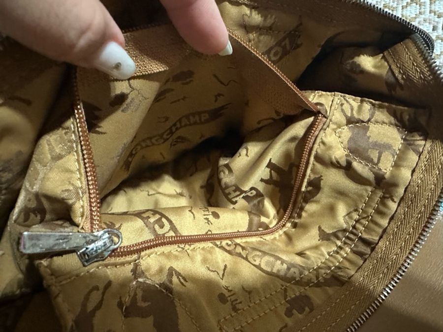 🌹最後一次降價🌹Longchamp 卡其色 小羊皮 s號 有染色有使用感-14