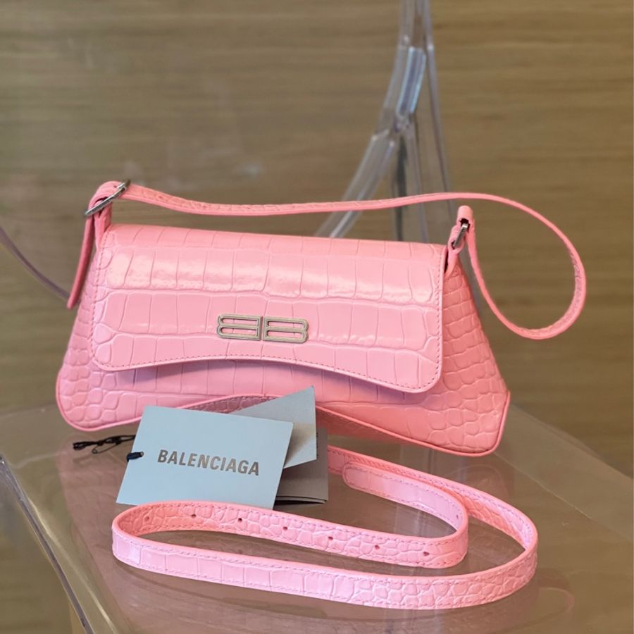 Balenciaga 巴黎世家 淺粉蛇皮壓紋 肩背包 側背包 斜背包-0