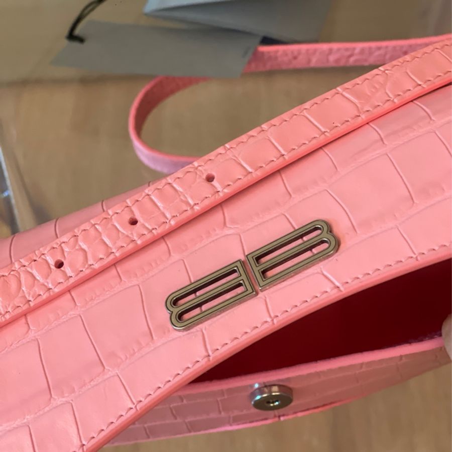 Balenciaga 巴黎世家 淺粉蛇皮壓紋 肩背包 側背包 斜背包-1