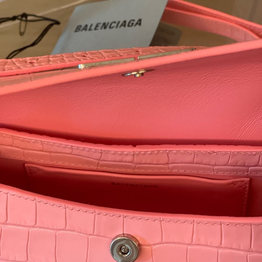 Balenciaga 巴黎世家 淺粉蛇皮壓紋 肩背包 側背包 斜背包-2