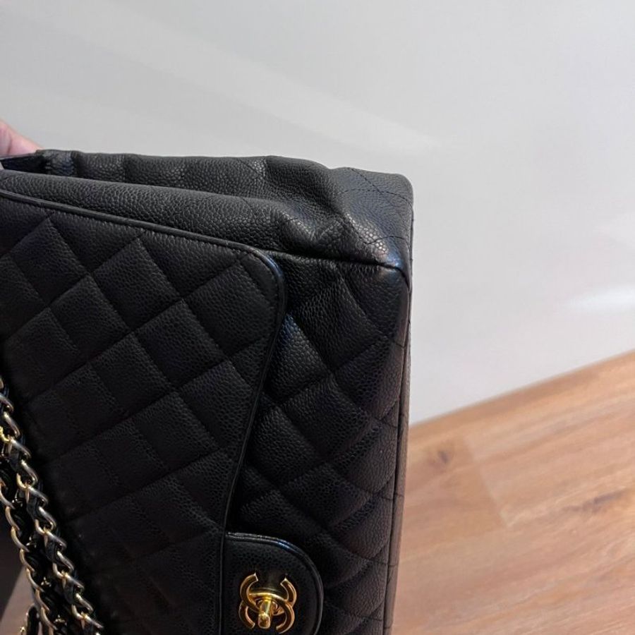 chanel 香奈兒 CF maxi jumbo 荔枝金鍊 斜背包 肩背包 鏈條包 帶鍊包-13