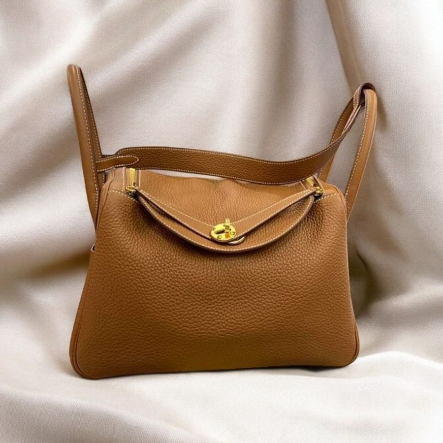 愛馬仕 Hermes Lindy30 金棕色金扣 U刻 TC皮-5