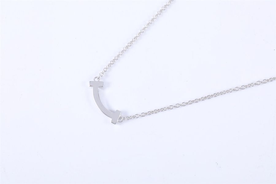 TIFFANY&CO(蒂芙尼) Tiffany T 微笑項鏈 mini 滿鑽 18k白金 白金-1