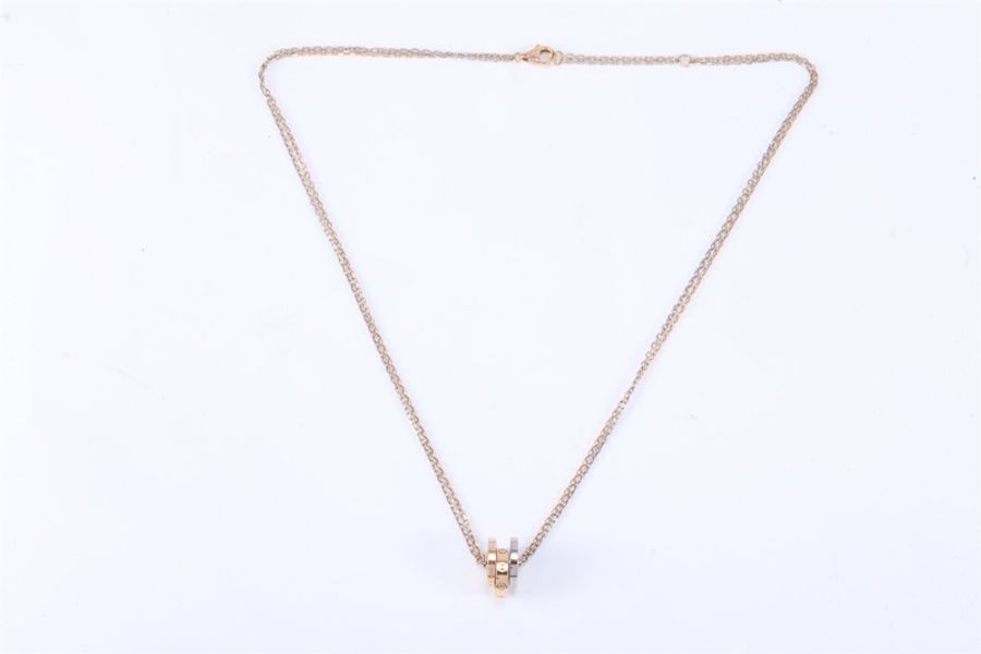 CARTIER(卡地亞) LOVE 三環三色項鏈 玫瑰金帶鑽 組合款-5