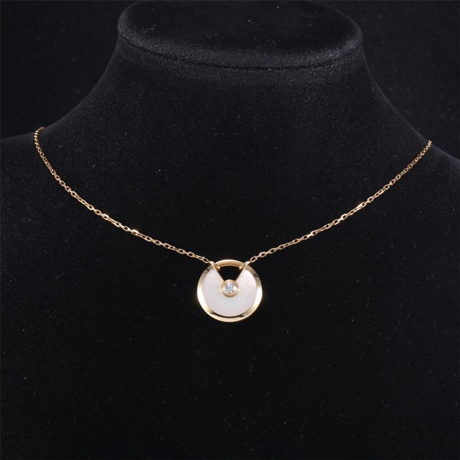 CARTIER(卡地亞) Amulette de Cartier 護s符 項鏈 大號 白貝母 18k金 18K黃金 黃金-0