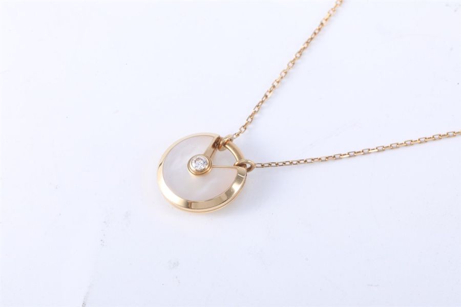 CARTIER(卡地亞) Amulette de Cartier 護s符 項鏈 大號 白貝母 18k金 18K黃金 黃金-1