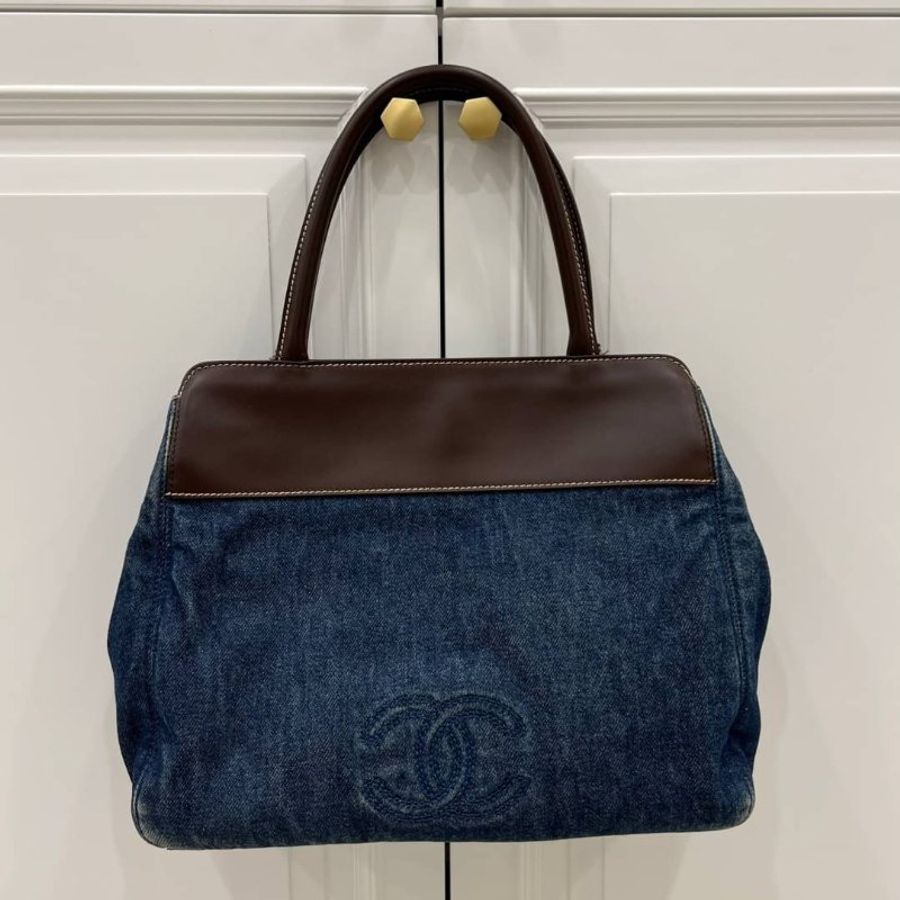 chanel vintage 牛仔 丹寧 手提包 肩背包 側背包-0