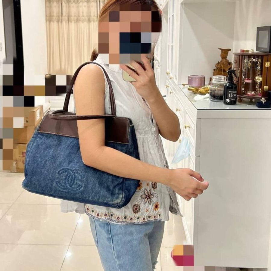 chanel vintage 牛仔 丹寧 手提包 肩背包 側背包-4