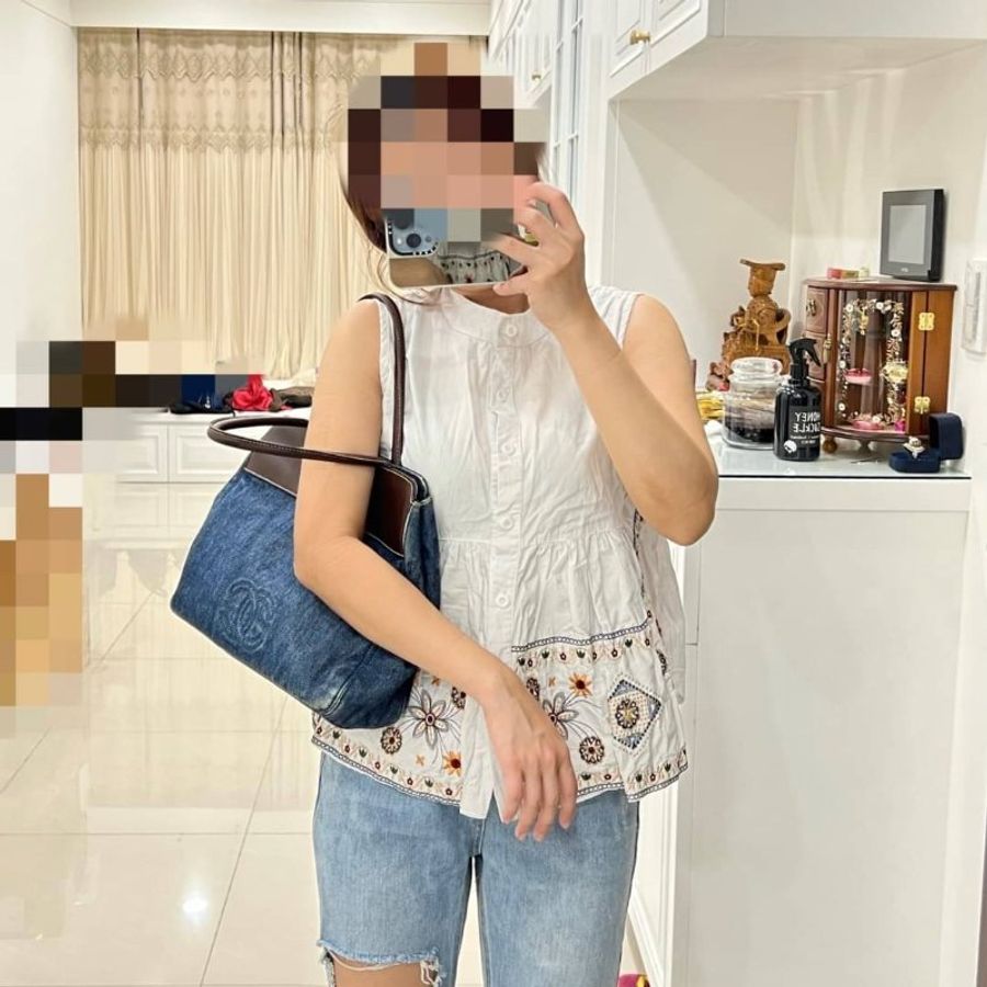 chanel vintage 牛仔 丹寧 手提包 肩背包 側背包-5